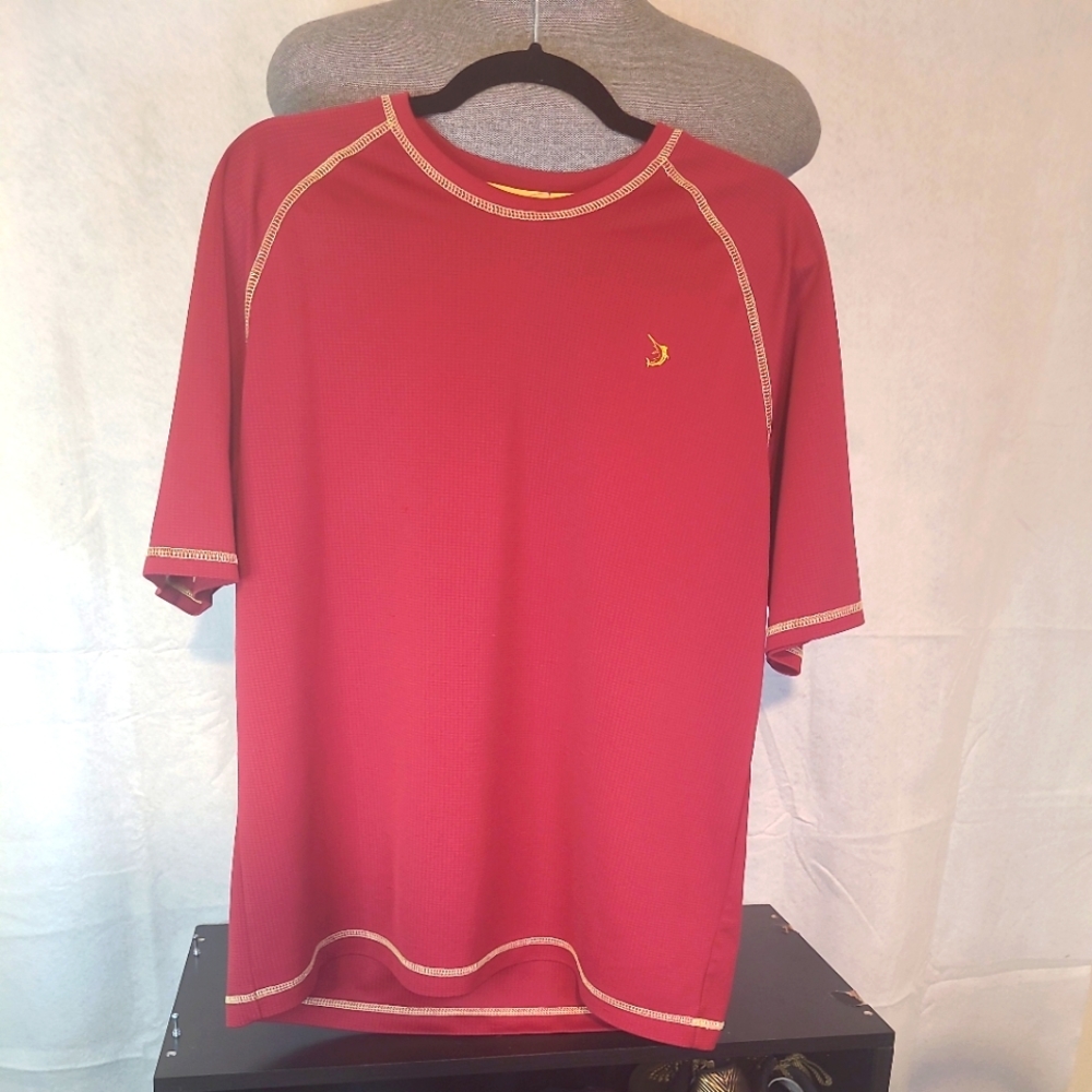Reel Legends Mens Red with Yellow Stitching  Reel Tec T-Shirt US Men's Size M
